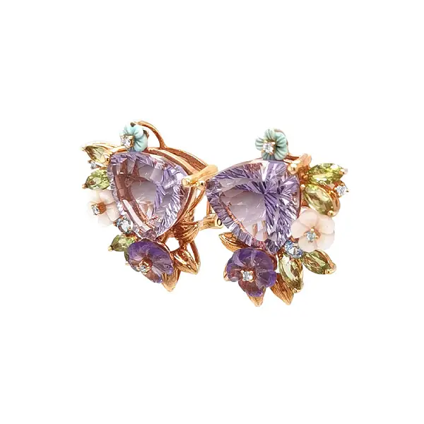 黄金耳环 半宝石和钻石