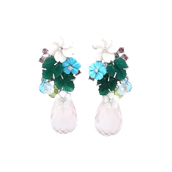 黄金耳环 半宝石和钻石