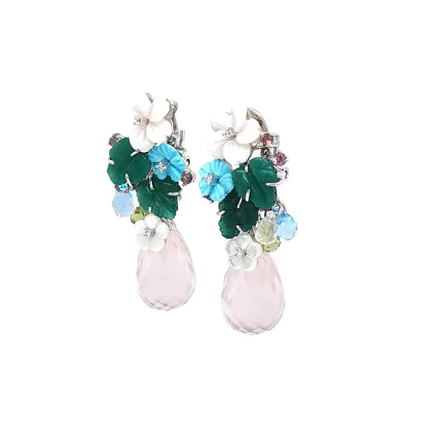 黄金耳环 半宝石和钻石