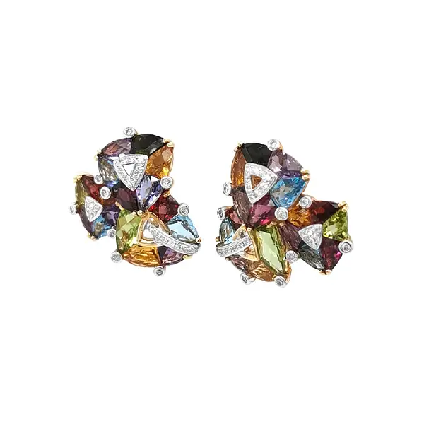 黄金耳环 半宝石和钻石