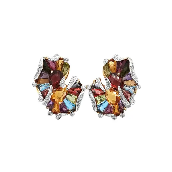 黄金耳环 半宝石和钻石