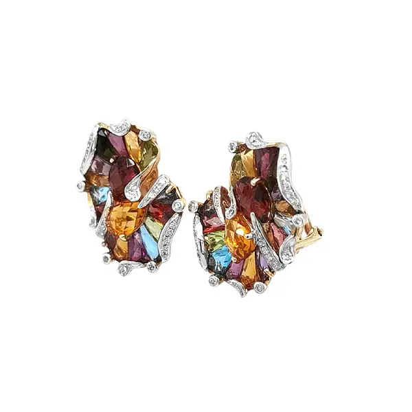 黄金耳环 半宝石和钻石