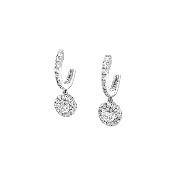 镶钻黄金吊坠耳环