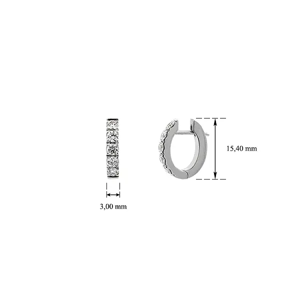 半圆形钻石黄金耳环