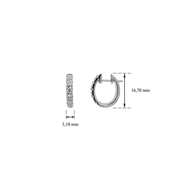 半圆形钻石黄金耳环