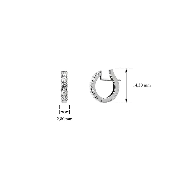 半圆形钻石黄金耳环