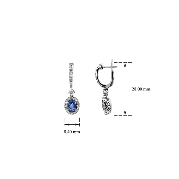 蓝宝石和钻石黄金耳环