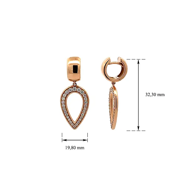 镶钻黄金吊坠耳环