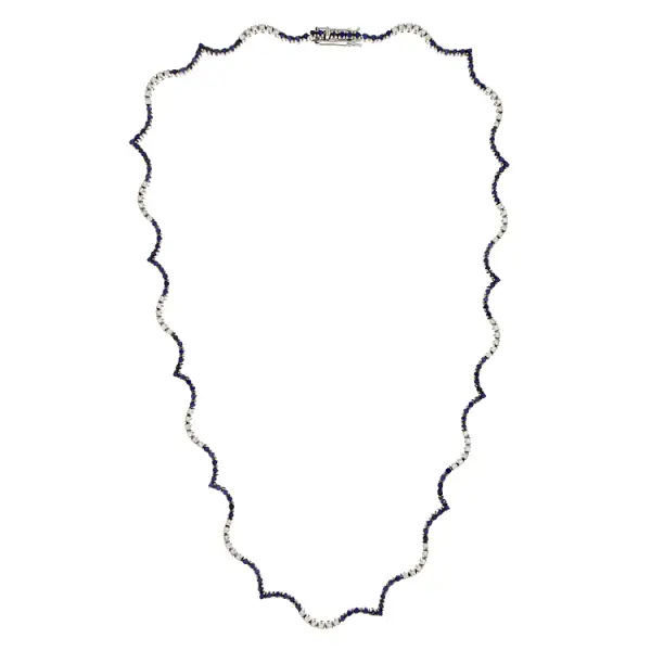 蓝宝石和钻石金项链