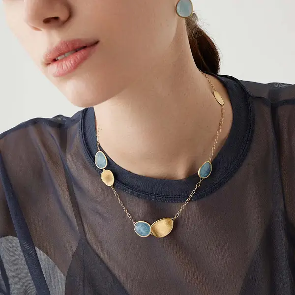 金色 Marco Bicego Lunaria 项链 CB1981 AQD Y