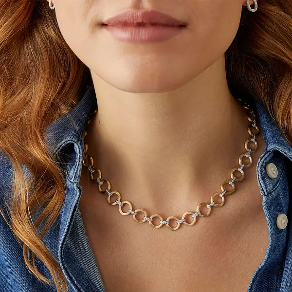 金色 Marco Bicego Jaipur 钻石项链 CB2660 B YW