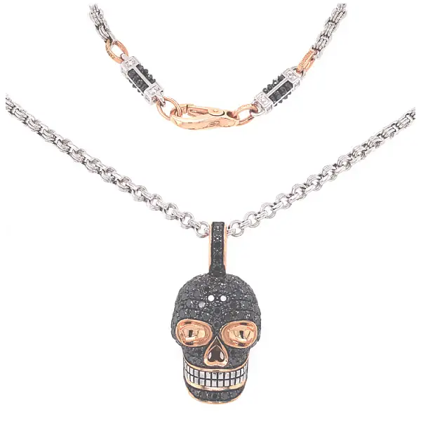 骷髅头金吊坠 Zancan Black Magic EC882RB60