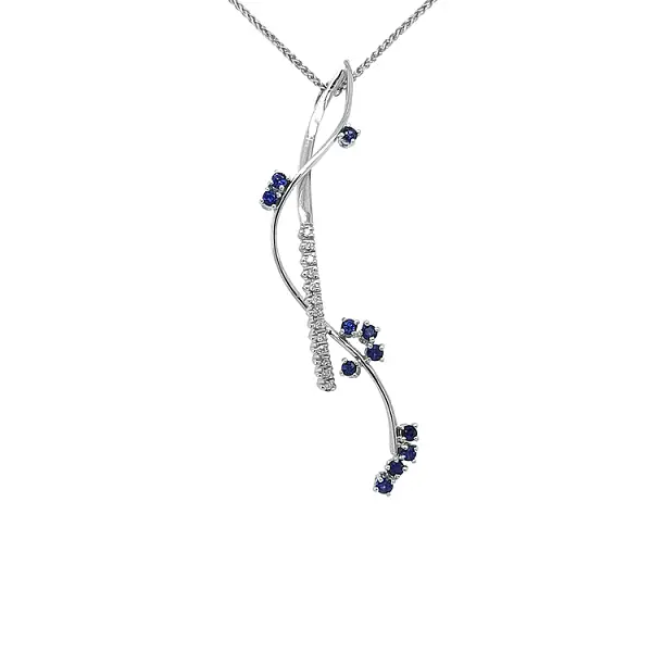 蓝宝石和钻石黄金吊坠