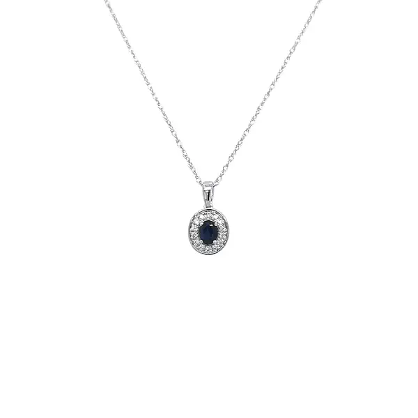 镶蓝宝石和钻石的黄金吊坠
