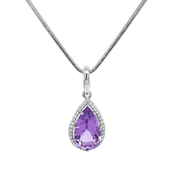 紫水晶和钻石黄金吊坠