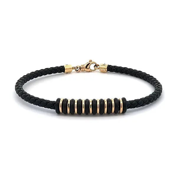 金色男士皮革手链
