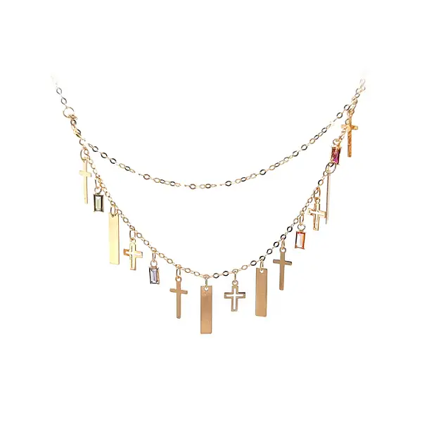 金色女士十字架项链