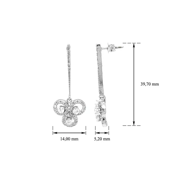 镶锆石的白金吊坠耳环