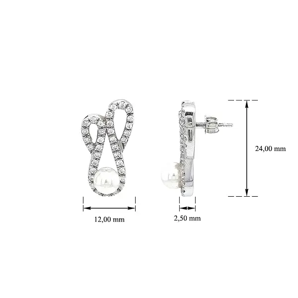 珍珠与白金锆石耳环