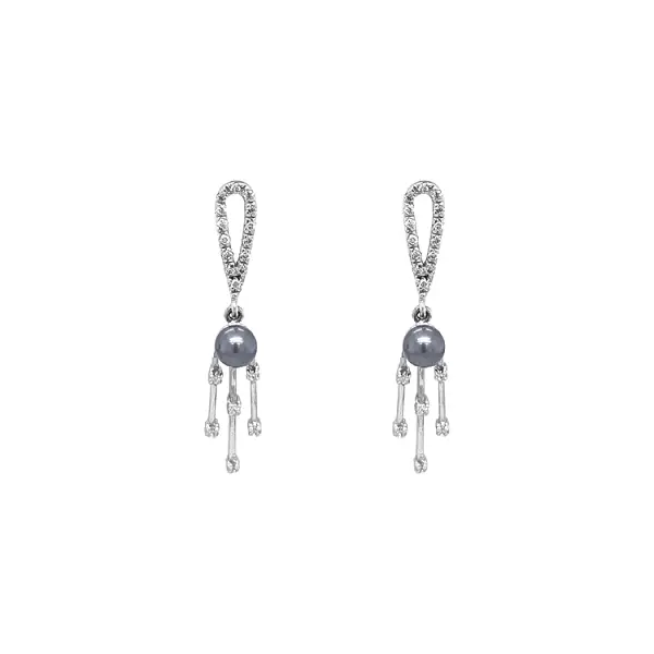 锆石金珍珠耳环