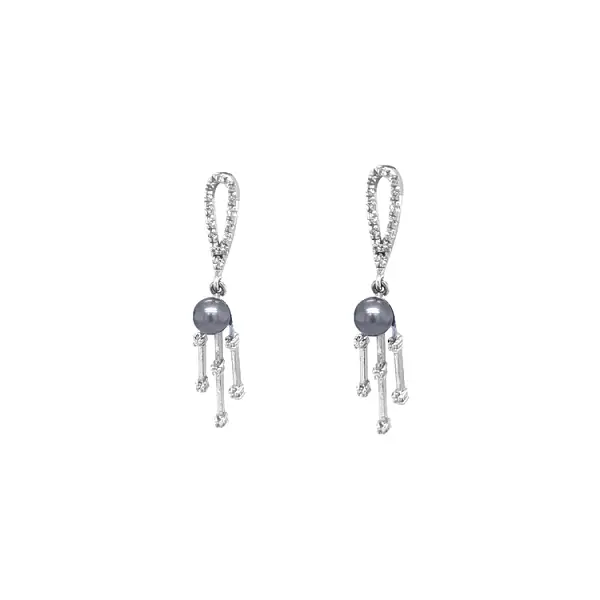 锆石金珍珠耳环