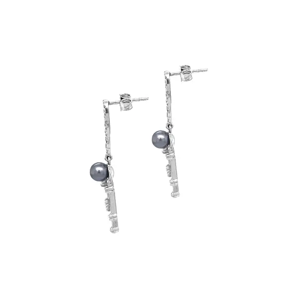 锆石金珍珠耳环