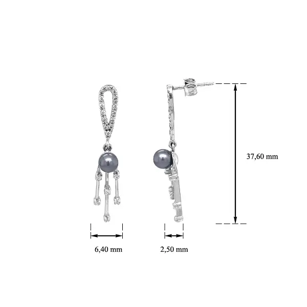 锆石金珍珠耳环