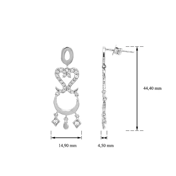 锆石金吊坠耳环