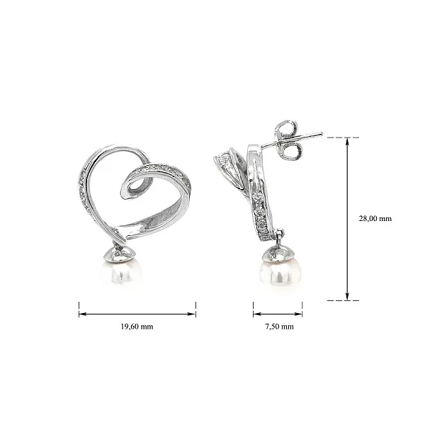 优雅白金珍珠锆石耳环