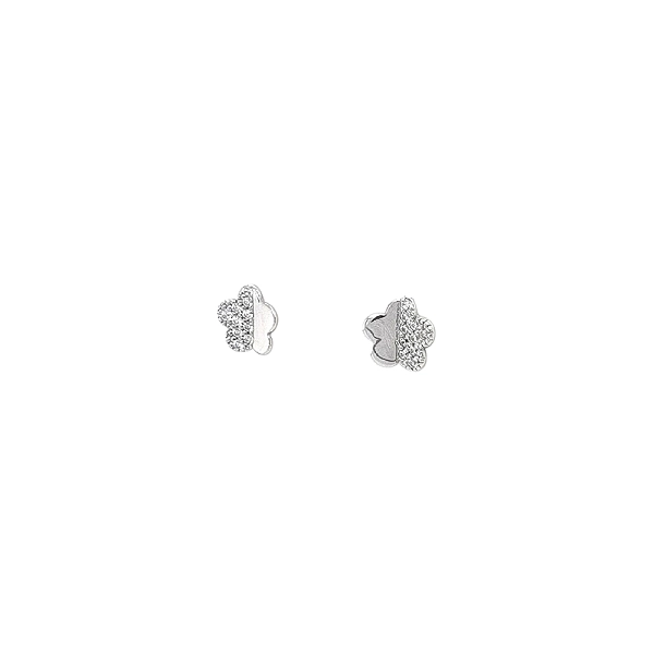 镶锆石白金花朵造型耳环