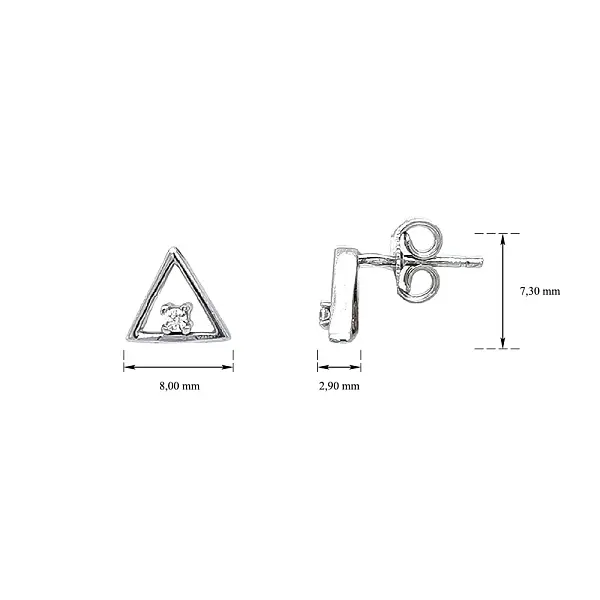 三角形镶锆石耳环
