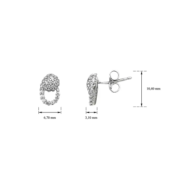 精美锆石装饰的典雅白金耳环