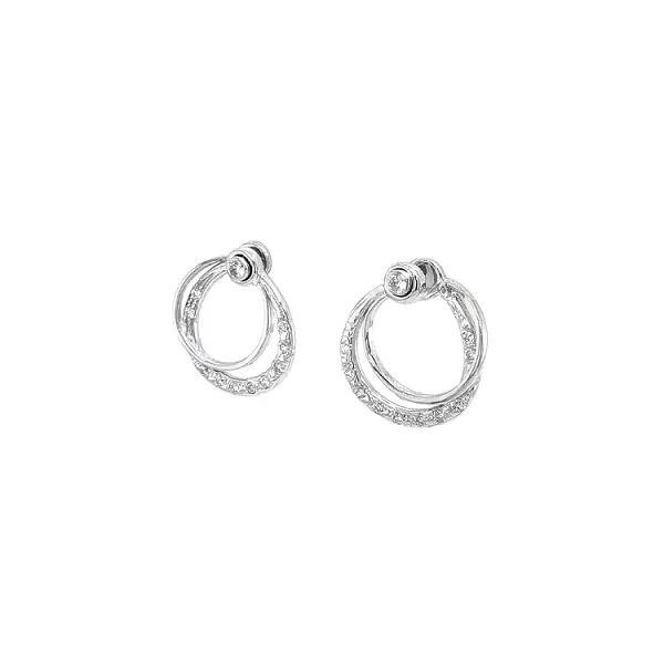 镶白金锆石的黄金耳环