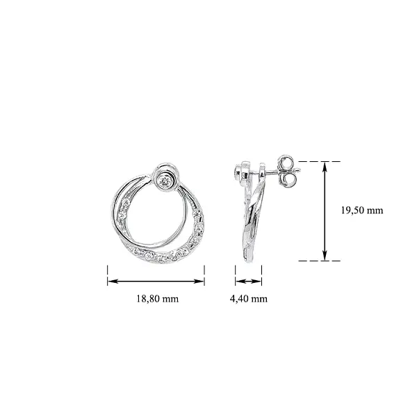 镶白金锆石的黄金耳环