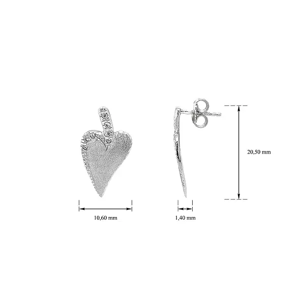 白金镶锆石心形耳环