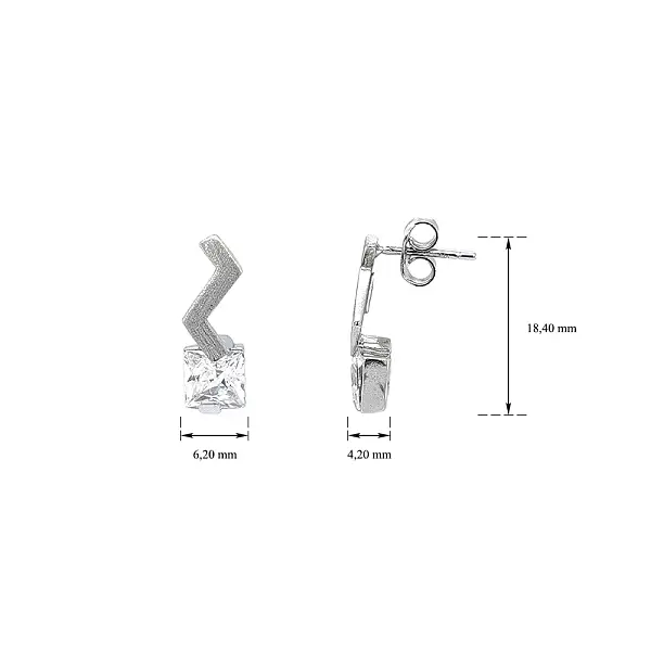 现代白金耳环镶独特锆石