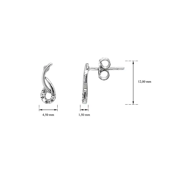 锆石与白金的极简之美耳环