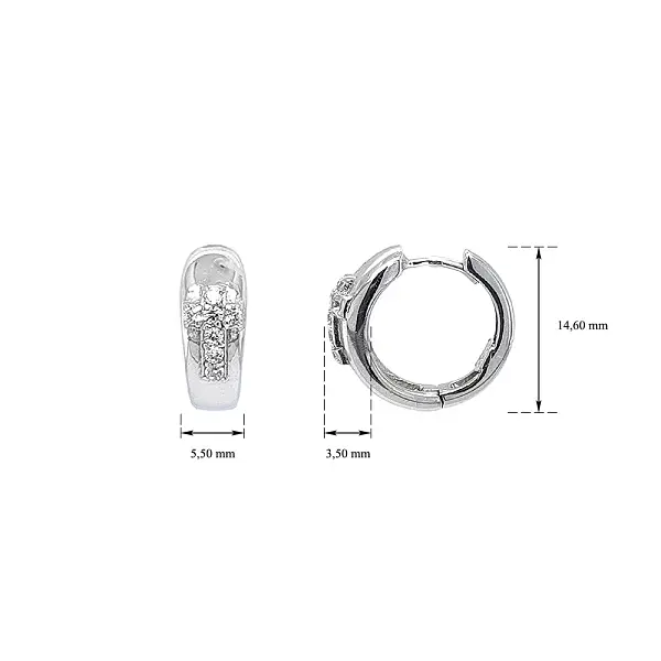 白金锆石十字架圆形耳环