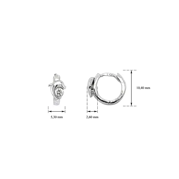 海豚与白金锆石圆形耳环