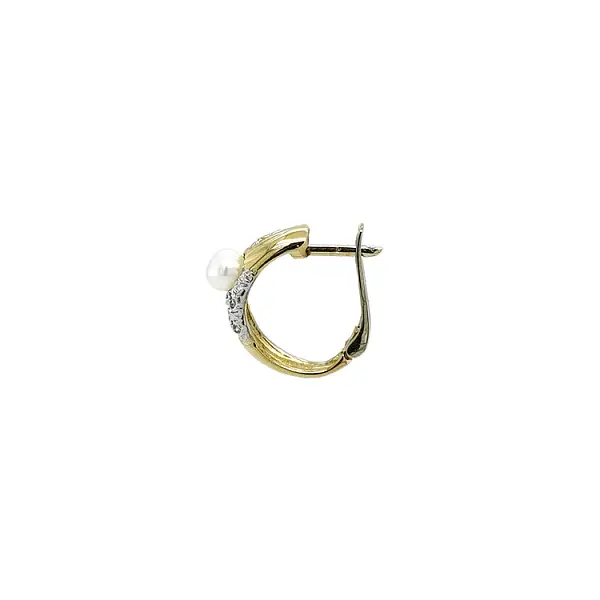 珍珠和锆石金耳环