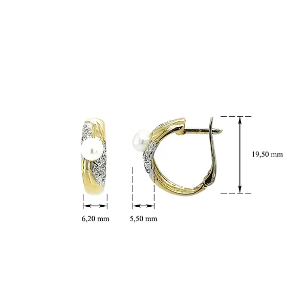 珍珠和锆石金耳环