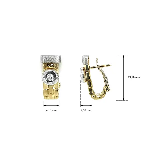 优雅双色黄金锆石耳环