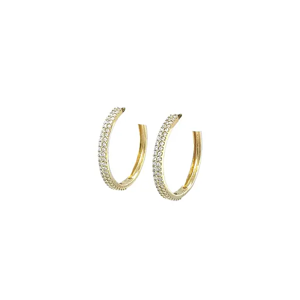 镶锆石的金质圆形耳环