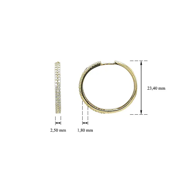 镶锆石的金质圆形耳环