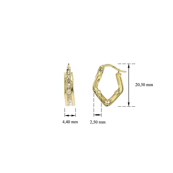 镶锆石的金质圆形耳环