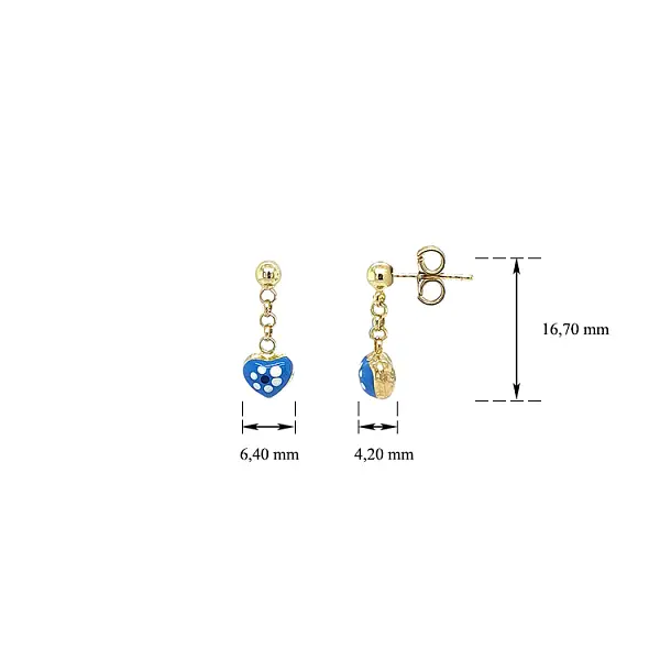 金色婴儿心形吊坠耳环