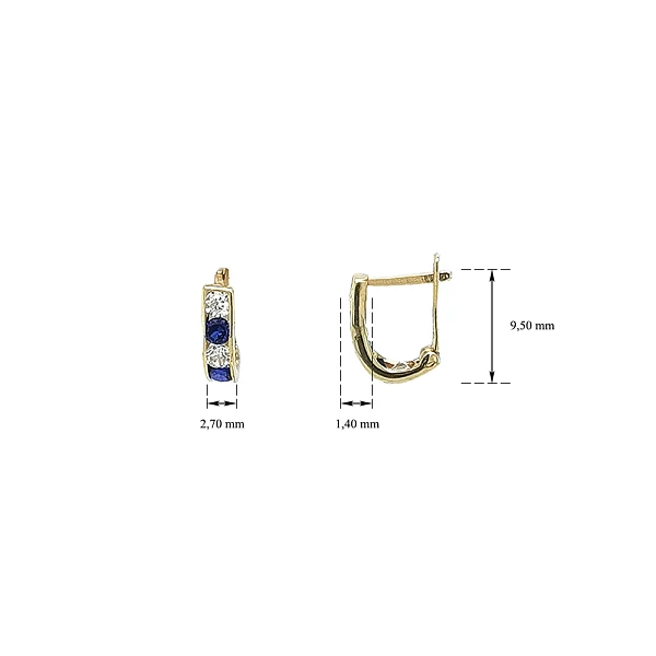 蓝宝石金耳环
