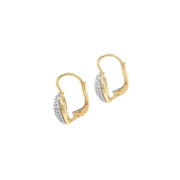 锆石心形金耳环