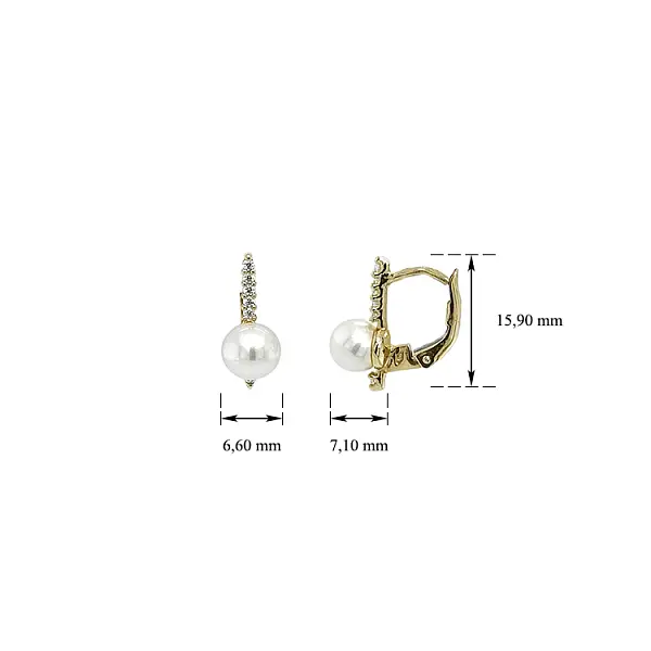 珍珠和锆石金耳环
