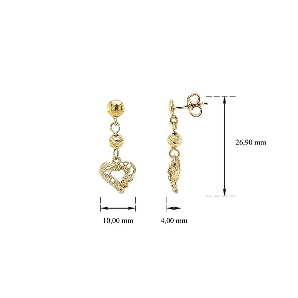 金色悬挂心形耳环